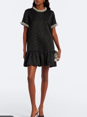 RARE Vintage Miu Miu Couture Runaway Black Jacquard Ruffle-Hem Minidress Sz 38/2